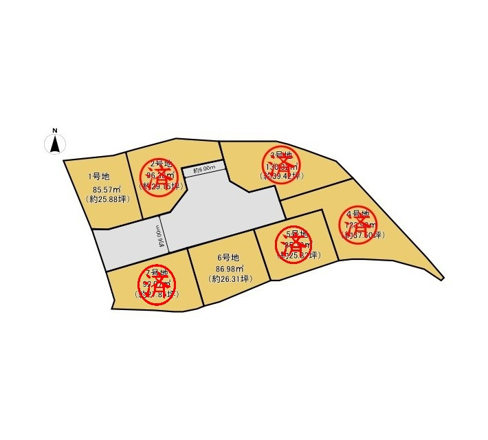 京都市西京区大枝沓掛町の区画図|全体区画図　残り2区画です！