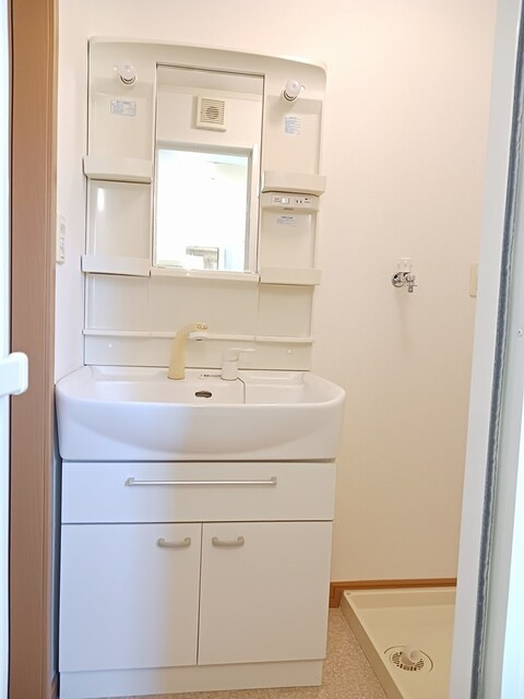 プリマヴェーラ壱番館の洗面所|シャワー付きの洗面台朝の準備も楽々です◎