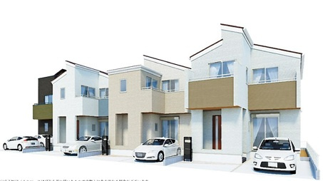 江戸川区江戸川1丁目　新築戸建て全4棟の外観パース