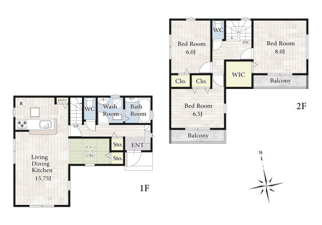【間取り】 | リビングの大きな開口部は陽当たりの確保だけでなく、まとめ買いで大量のお買い物をした際や家具など大きな物を購入した際に便利です。