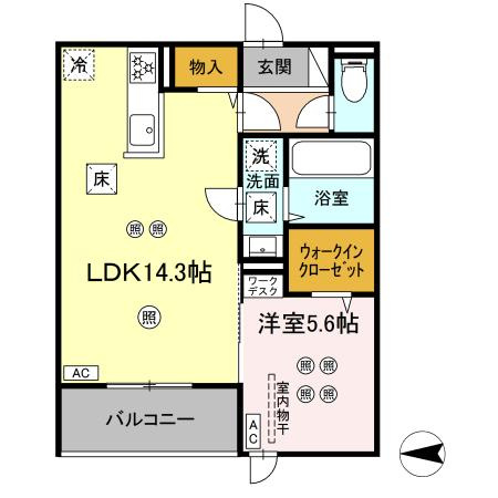熊本市中央区春竹町大字春竹のアパートの間取り