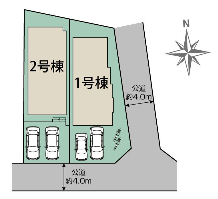 横浜市旭区金が谷1丁目 新築戸建て【仲介手数料無料】カースペース2台の区画図