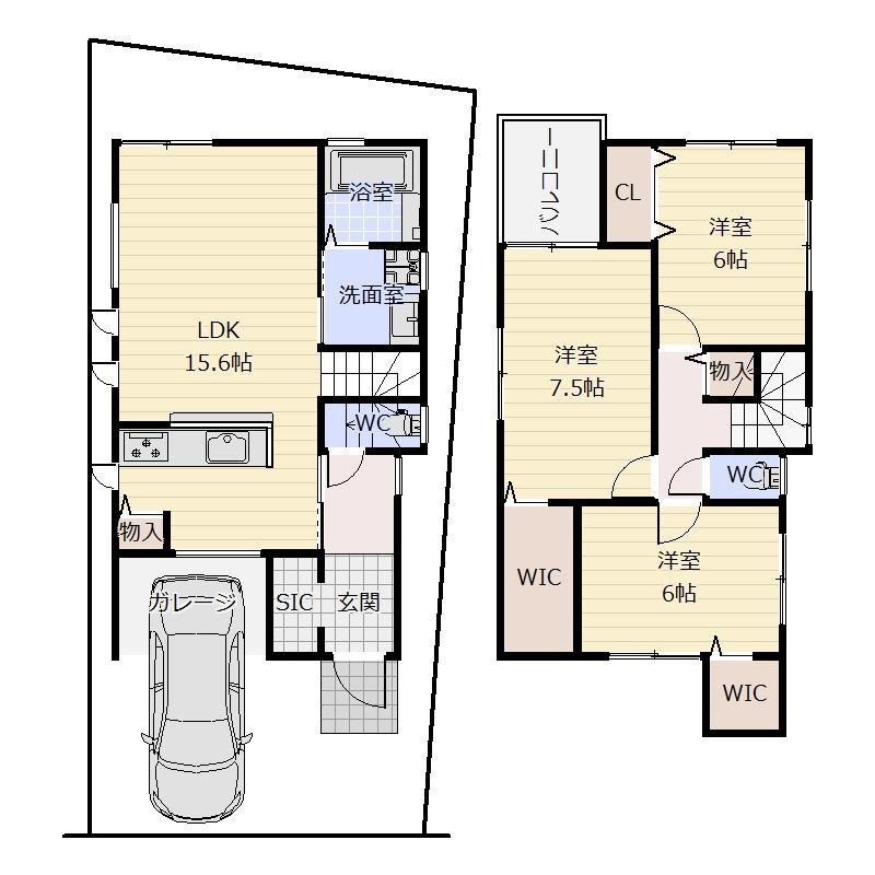 堺市北区野遠町　新築戸建の間取り