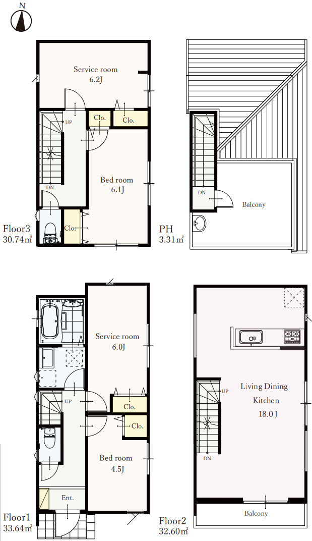 横浜市旭区市沢町 新築戸建て【仲介手数料無料】カースペース2台の間取り