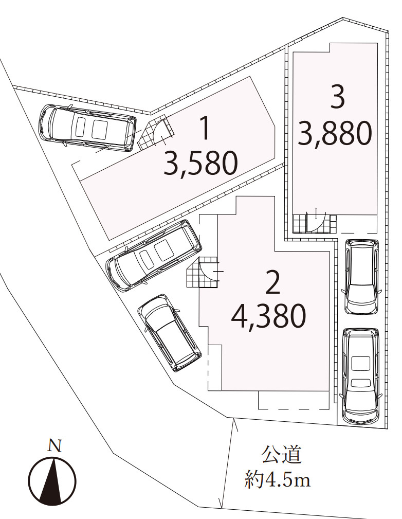 横浜市旭区市沢町 新築戸建て【仲介手数料無料】カースペース2台の区画図