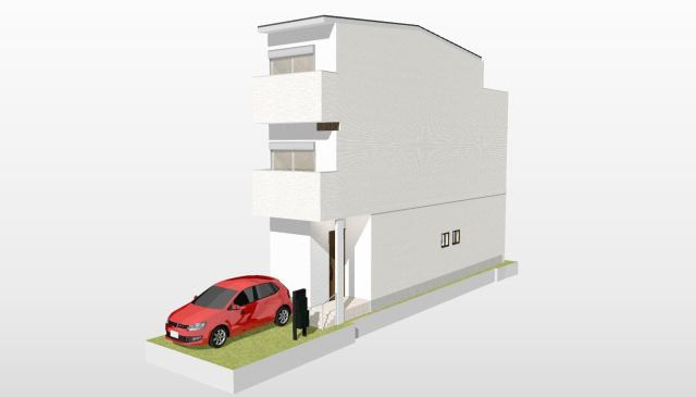 【新築戸建】向日市物集女町五ノ坪「洛西口駅」2LDK+Sの外観パース