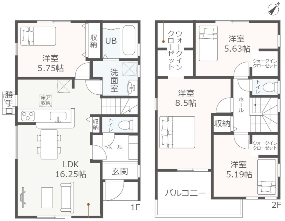 リーブルガーデン日進市米野木町第2　全2棟　新築戸建の間取り