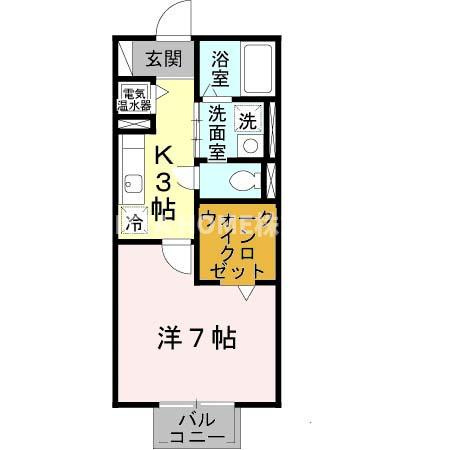 エミネンス豊岡の間取り|大きなウォークインクローゼットがついた１Ｋ物件◇
