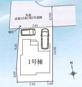 茅ヶ崎市松が丘1丁目　新築戸建　1号棟の区画図