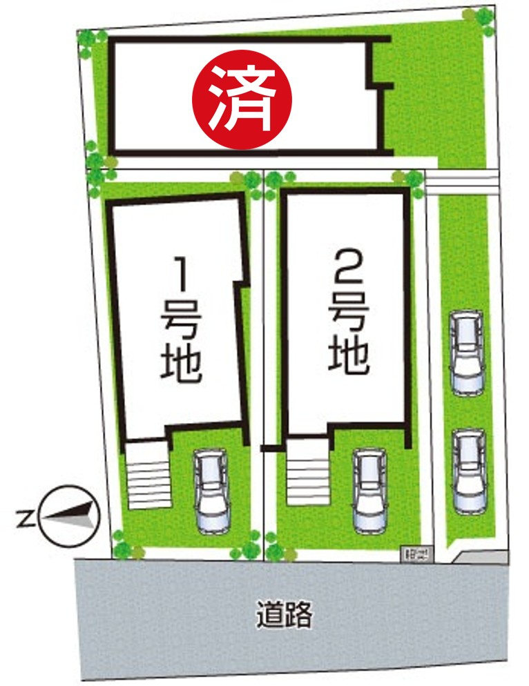 京都市伏見区日野西大道町　第2期　新築一戸建ての区画図|全3区画