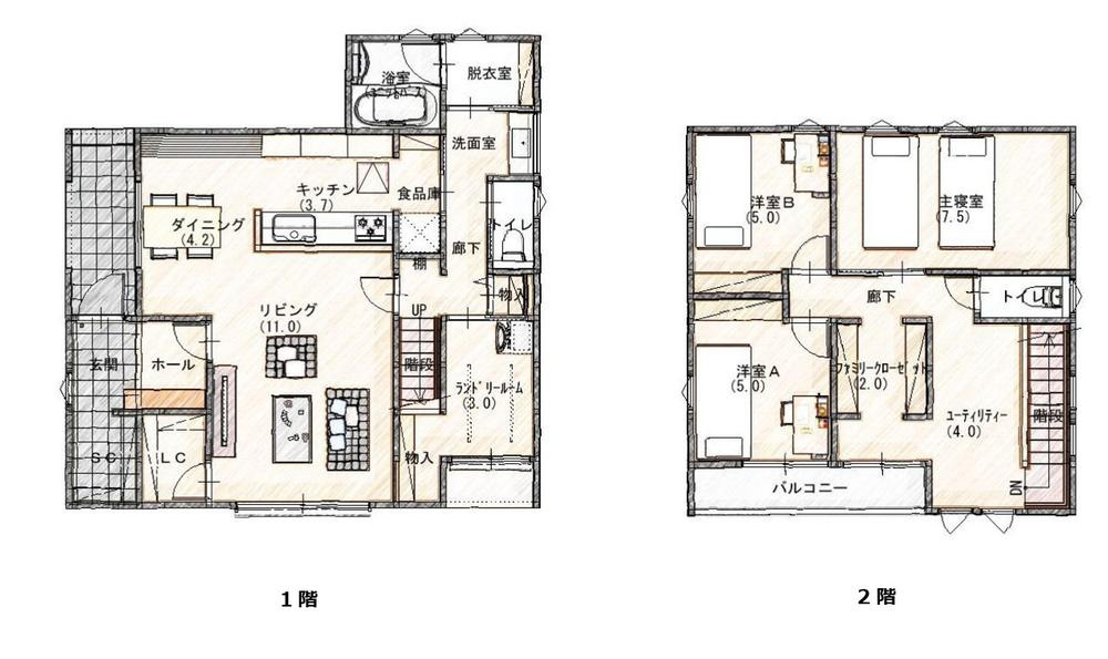 小山市大字中久喜　新築戸建11の間取り