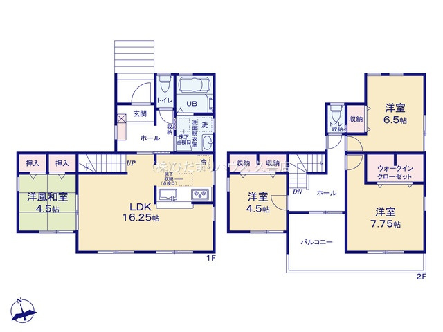 蓮田市椿山第7　新築一戸建て　リーブルガーデンの間取り|南側広々お庭付きで陽当たり良好！明るく暖かなお家です♪