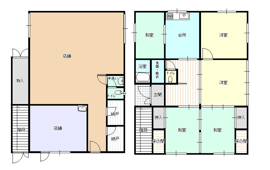 【No.7306】緑ヶ丘1丁目/店舗住宅/5LDK/P4台可の間取り