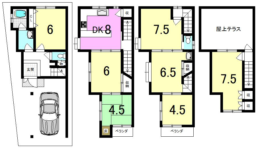 北出町　中古一戸建ての間取り|間取り図はいかがですか？ご希望を叶える間取りですか？リビングの広さは？水回りの位置は？カウンターキッチン？など色々な情報が集約されています。弊社ではリフォームなどのご相談も承っております。
