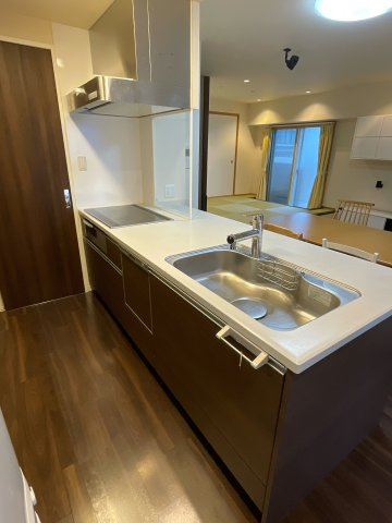 アルファステイツ福山駅前IIのキッチン|IHクッキングヒーター・食器洗乾燥機付のお洒落なシステムキッチンです。