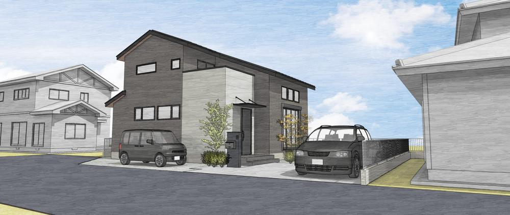 小山市間々田　新築戸建2の外観パース