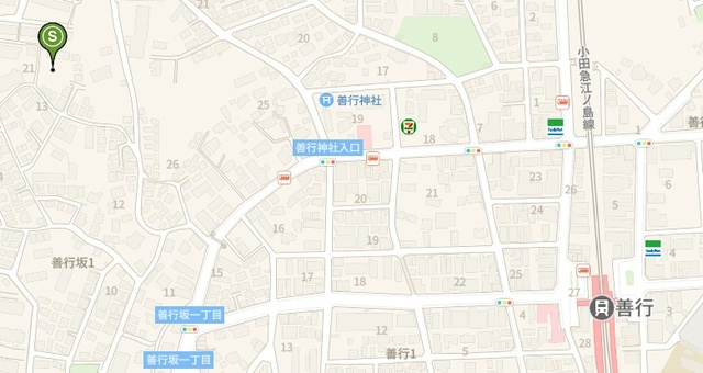 藤沢市善行坂１丁目の賃貸マンションの地図