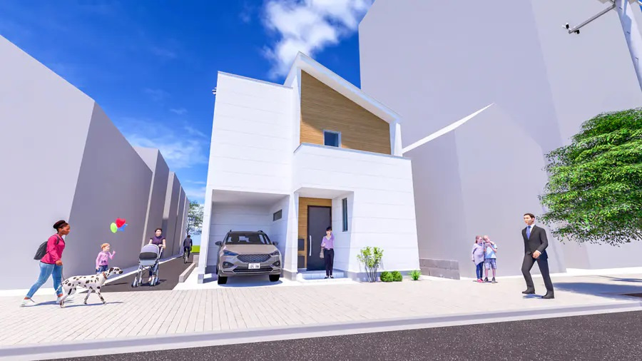 新築戸建　江東区東砂３丁目　所有権21.65坪　2階建　A号棟の外観|A号棟