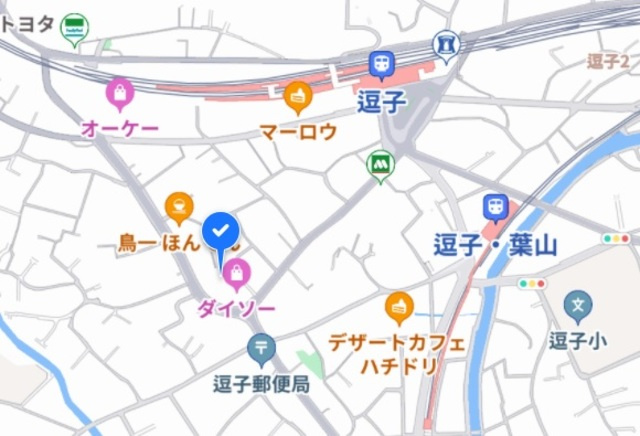 逗子市逗子１丁目の賃貸マンションの地図