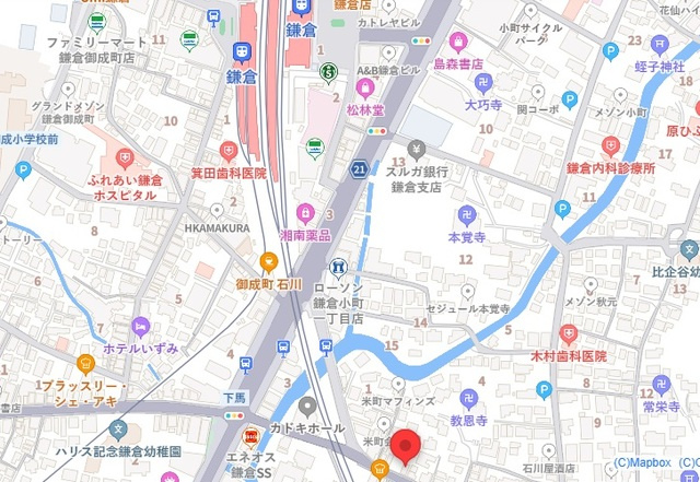 鎌倉市大町１丁目の賃貸マンションの地図