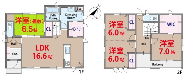 【間取り】 | 印西市小林大門下（2017年築） | 4ＬＤＫ(1階洋室は畳敷になります。)　即日のご案内も対応致します。