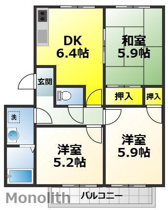 パル今福B棟の間取り