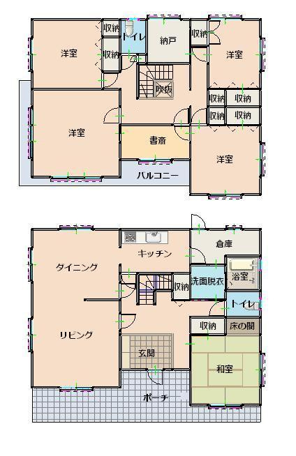 【No.7333】吉成南町2丁目中古住宅/5LDK/土地102.48坪/P3台の間取り