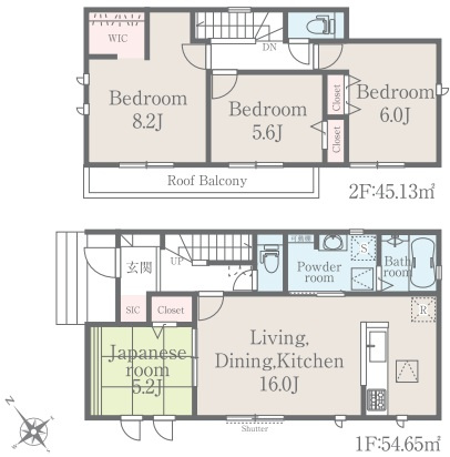 富士宮市大岩24-1期　新築戸建　全2棟　②号棟　の間取り