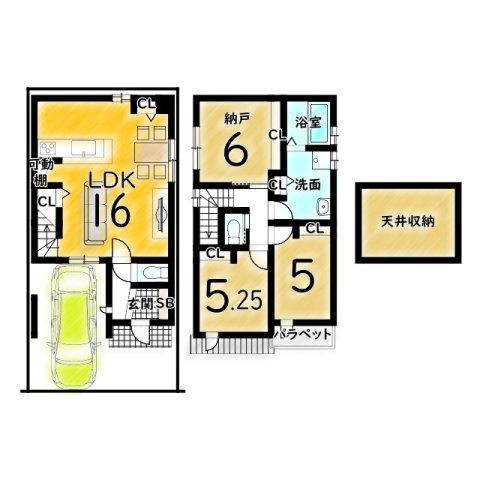 日向町　Ｃプラン　建築条件付き土地の土地図＋建物プラン例