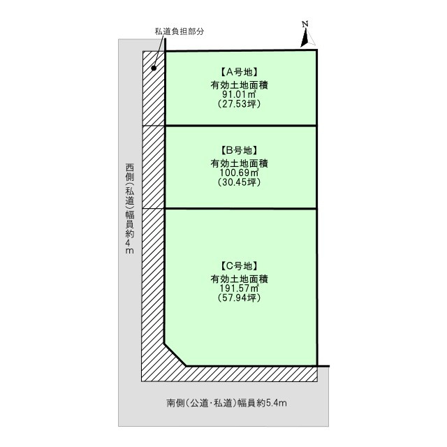 守口市西郷通4丁目　建築条件付土地　Ｂ号地の区画図