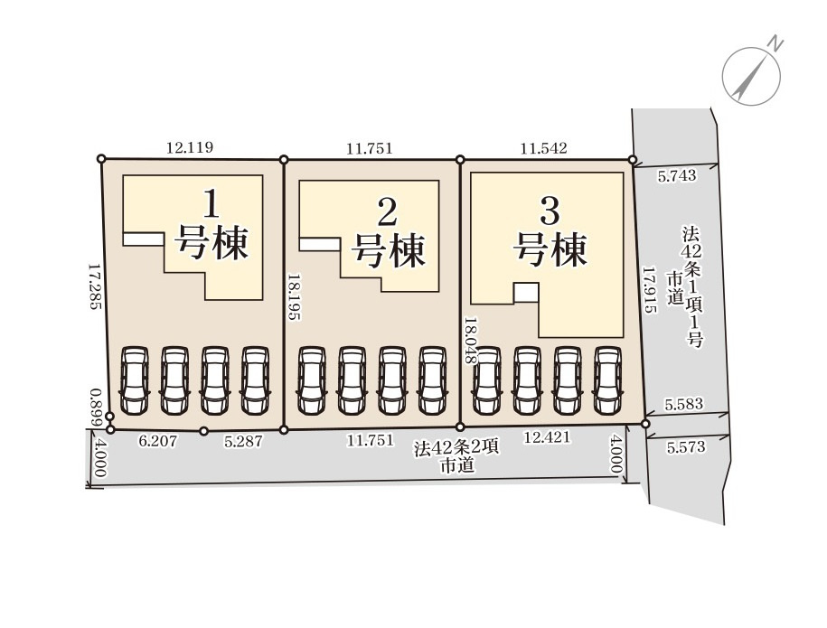 合志市竹迫第1-3棟（2号棟）の区画図|配置図（2号棟）