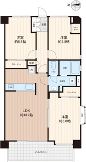 【間取り】 | エクセルコート浦和 | LDK13.7帖、住みやすい３LDKの間取です(^^)/