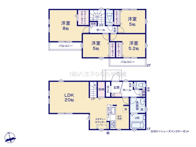 『八王子市新築戸建て』八王子市館町1477【仲介手数料無料】　４期の間取り|～仲介手数料無料☆八王子ひなた不動産～八王子市館町　新築戸建て