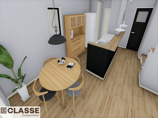 【完成予想図】 | 宇治市広野町寺山2区画A号地　売土地　建築条件付き | 標準仕様（アトリエスタイルハウス仕様）で断熱材は気密性、断熱性能も高い、吹付断熱を採用。屋根断熱を実現していますので、お家全体が冬はあったかく、夏は涼しいお家づくりが可能です。