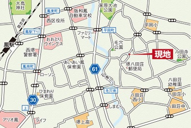 堺市中区毛穴町新築戸建ての地図