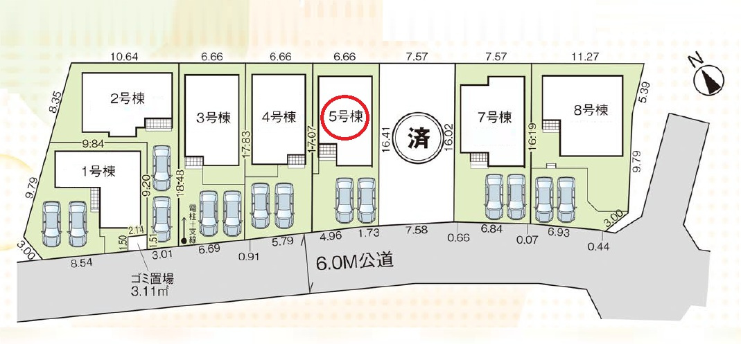 入間市扇台6丁目・全8棟　新築一戸建　5号棟　の区画図|駐車並列2台可