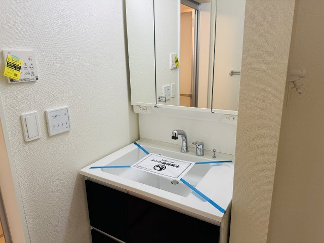 八王子市　台町　新築一戸建て　２４ー２期の独立洗面台|～３面鏡付きの独立洗面台　細々している物をスッキリ収納出来ます～