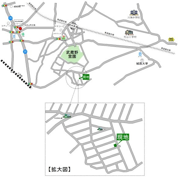 毛呂山町南台 土地26坪の地図|東武越生線「武州長瀬」駅 徒歩14分