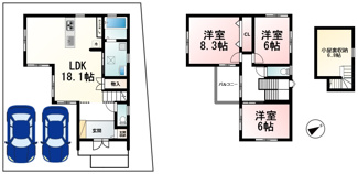 【間取り】 | 下阪本２丁目　下阪本２丁目ニュータウン1期13-2号地