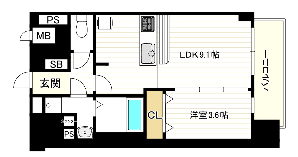 プレサンス桜川グロワールの間取り