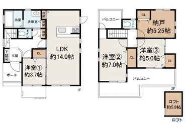 堺市中区福田　リフォーム済み3SLDK中古戸建の間取り|3SLDK＋ロフト付きのリフォーム済み戸建てです