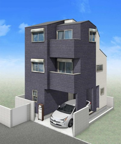 板橋区高島平1丁目 限定1棟の外観パース|完成予想図　イラストは図面を基に起こしたもので実際のものとは多少異なる場合がございます