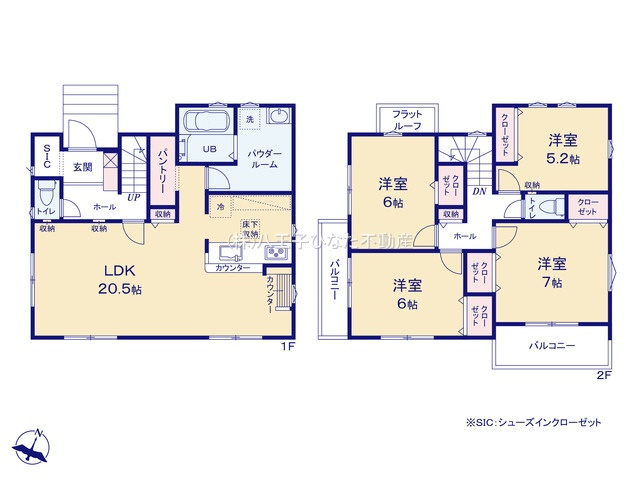 『八王子市新築戸建て』八王子市めじろ台1-41-2【仲介手数料無料】　７期の間取り|～仲介手数料無料☆八王子ひなた不動産～　八王子市めじろ台　新築戸建て