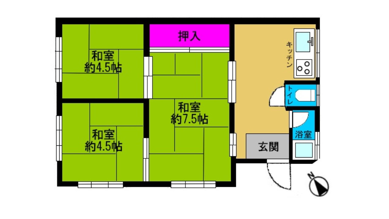 神戸市長田区高取山町1丁目　収益アパートの間取り