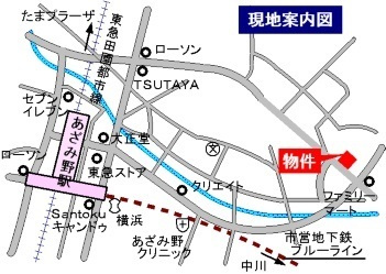 メゾンボナールの地図|あざみ野駅徒歩１０分　駅まで平坦