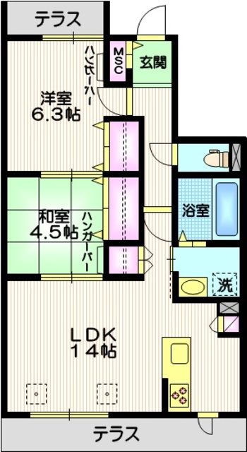 ＢＯＲＩＫＩさぎぬま　A棟の間取り|見通しの良い丸い同線　広めの玄関と水回り設備収納が多く機能的な間取り