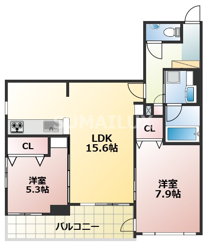 熊本市東区神園１丁目の賃貸マンションの間取り