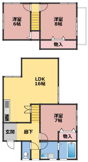 【間取り】 | ３LDKの中古住宅です。
駐車は２台可能です。