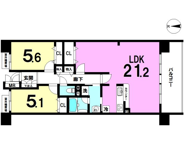 ベルメゾン豊田の間取り|2LDKです。