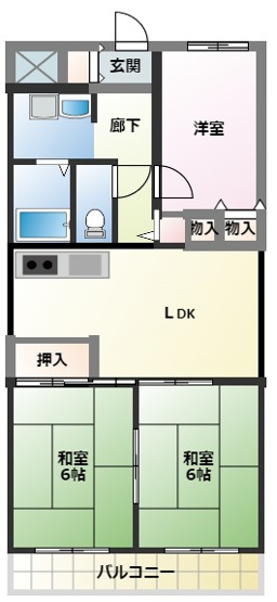【間取り】 | 明石土山駅前スカイハイツＢ棟